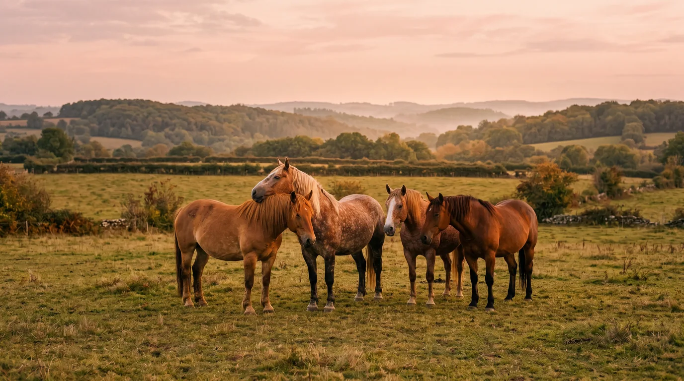 Les chevaux du Domaine D'Aure en liberté, Dordogne